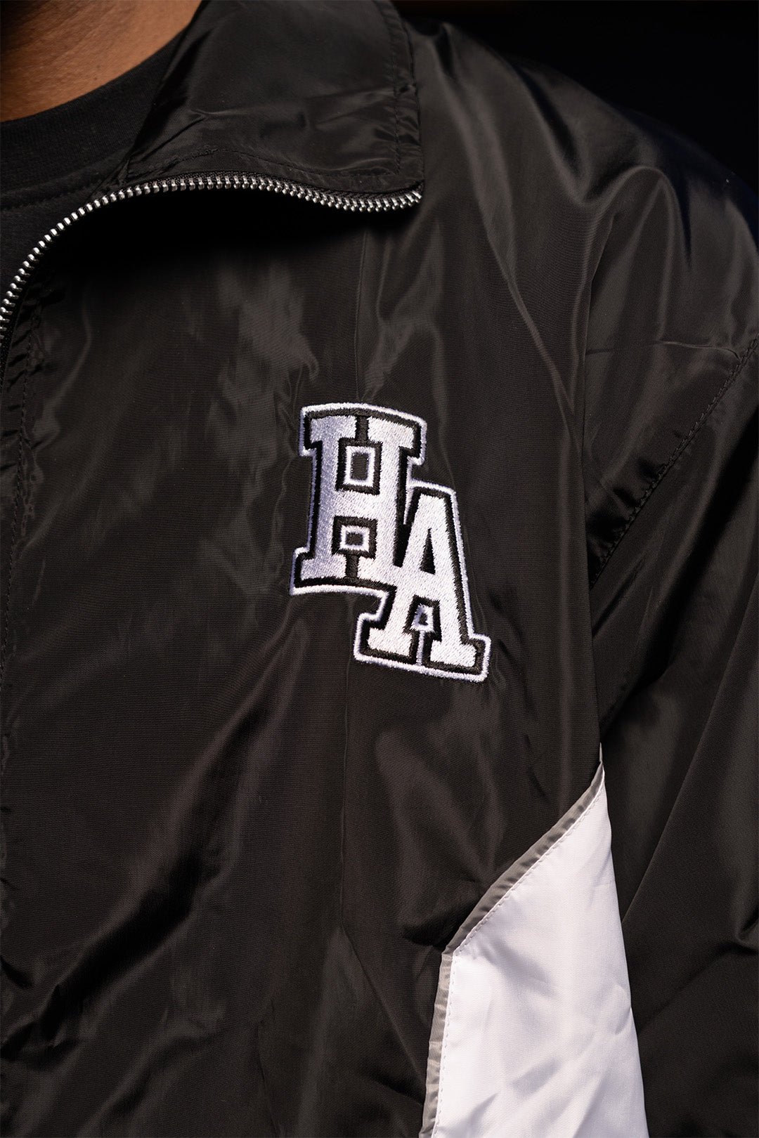 Black/White Windbreaker Zip-Up