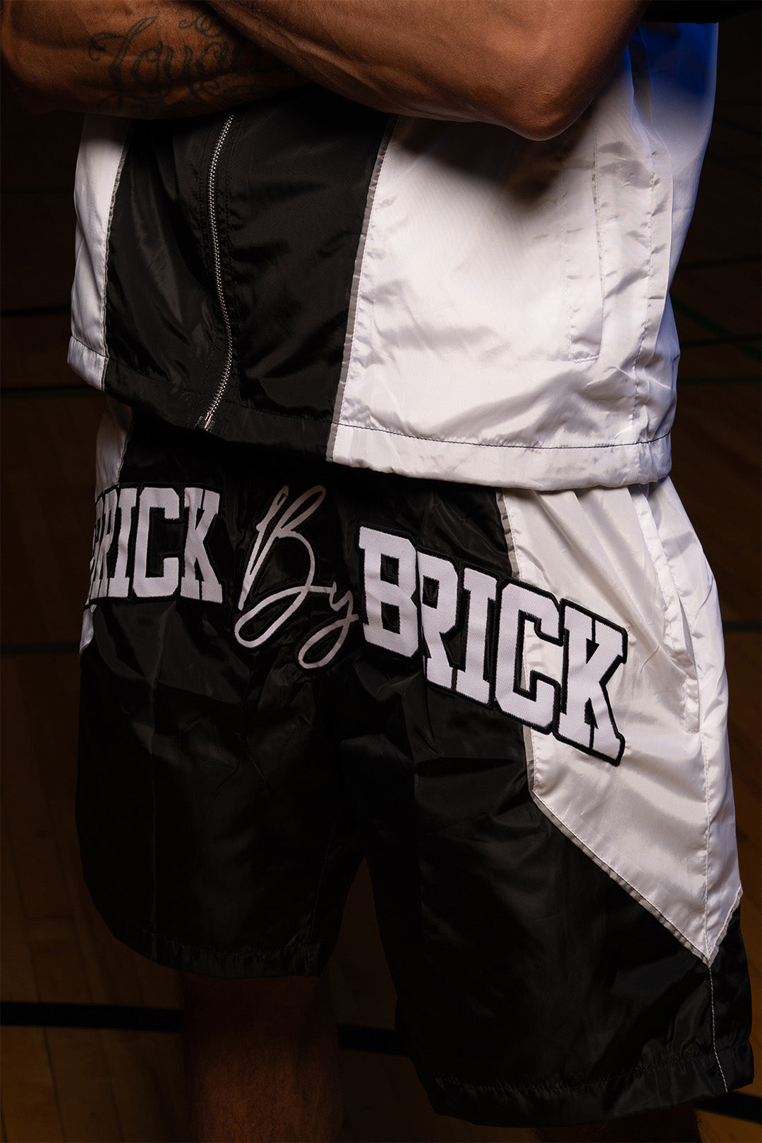 Black/White Windbreaker Zip-Up