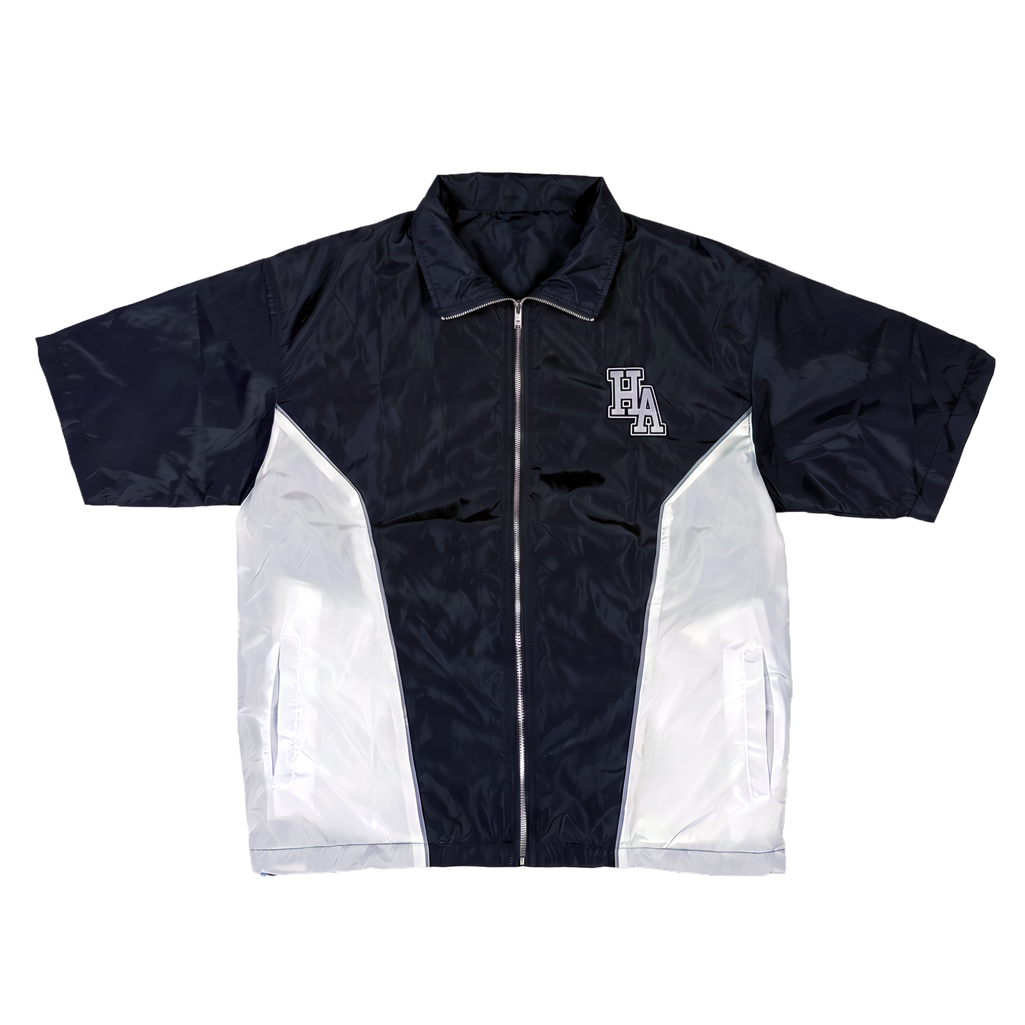 Black/White Windbreaker Zip-Up