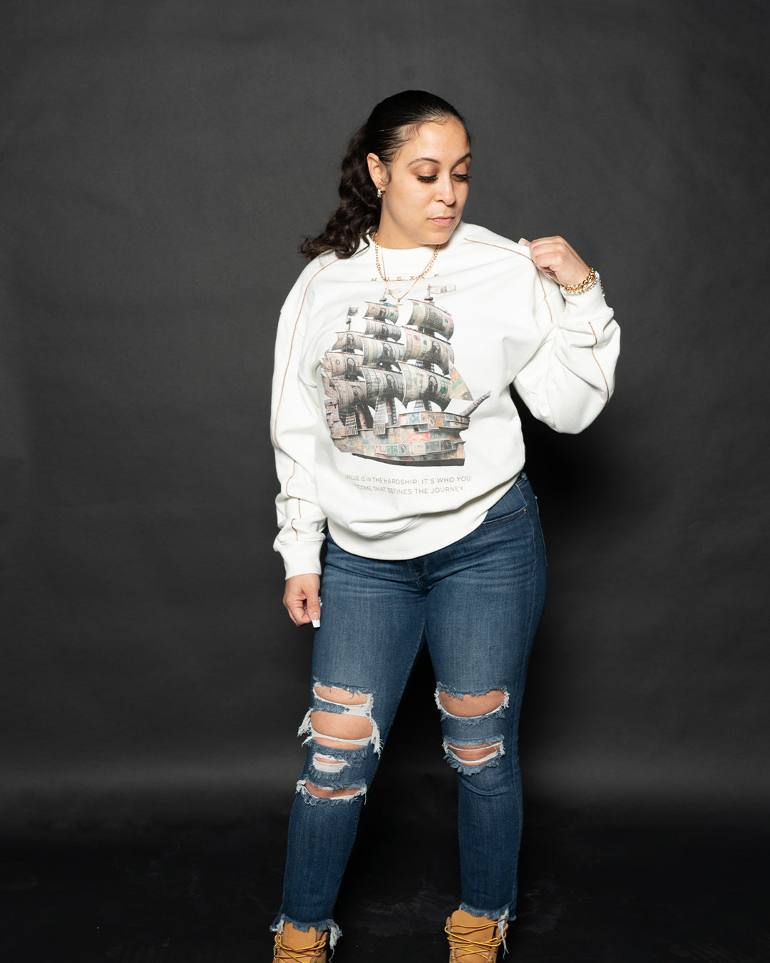 Currency Over Hardships Sweatshirt - Cream