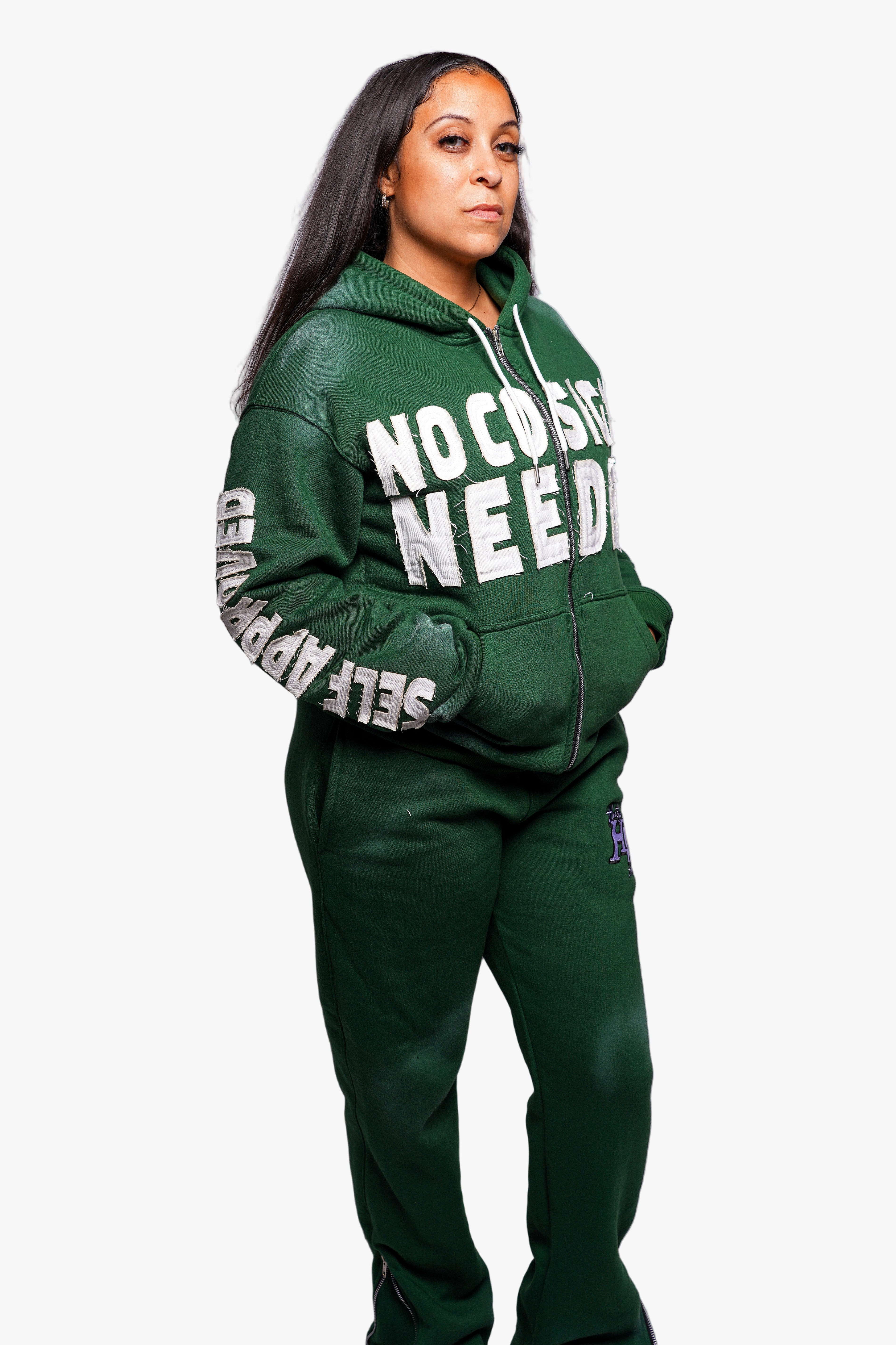 Pine Green Flare Zip Sweatpants