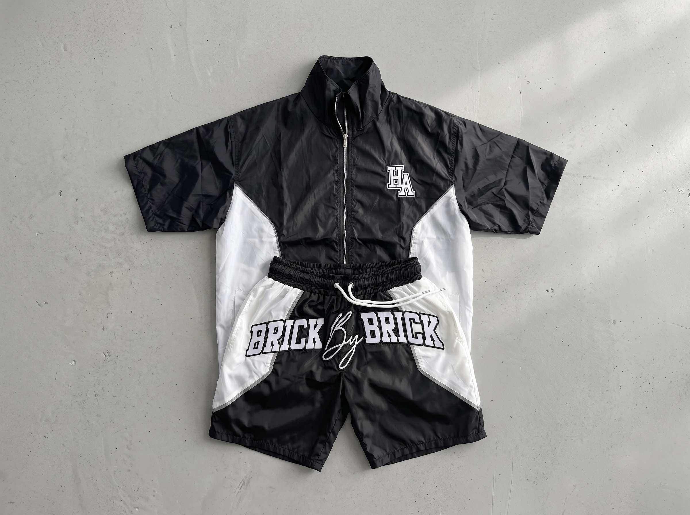 Black/White Windbreaker Zip-Up