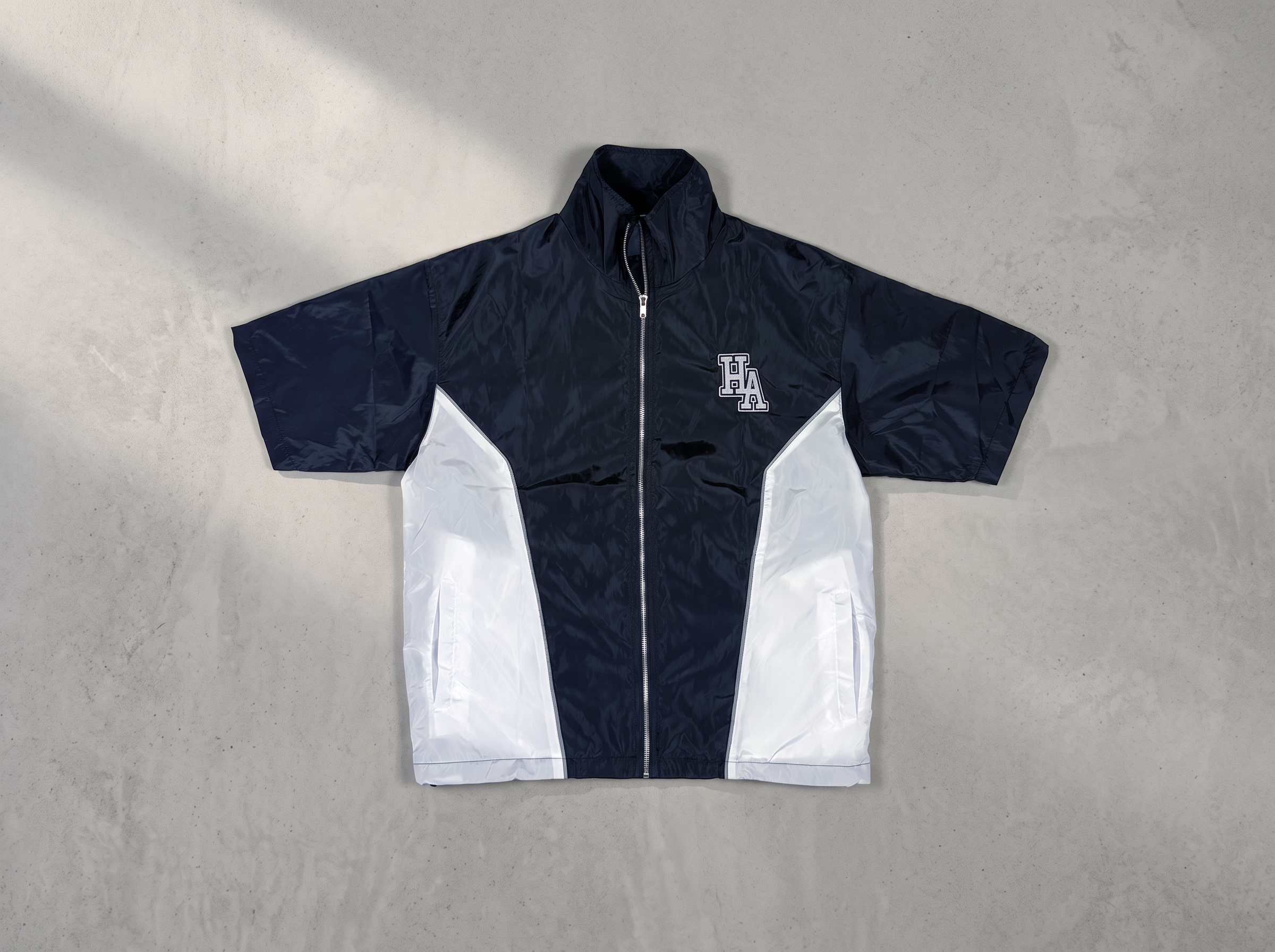 Black/White Windbreaker Zip-Up