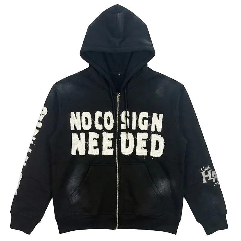 No Co-Sign Needed Hooded Zip Up - Black