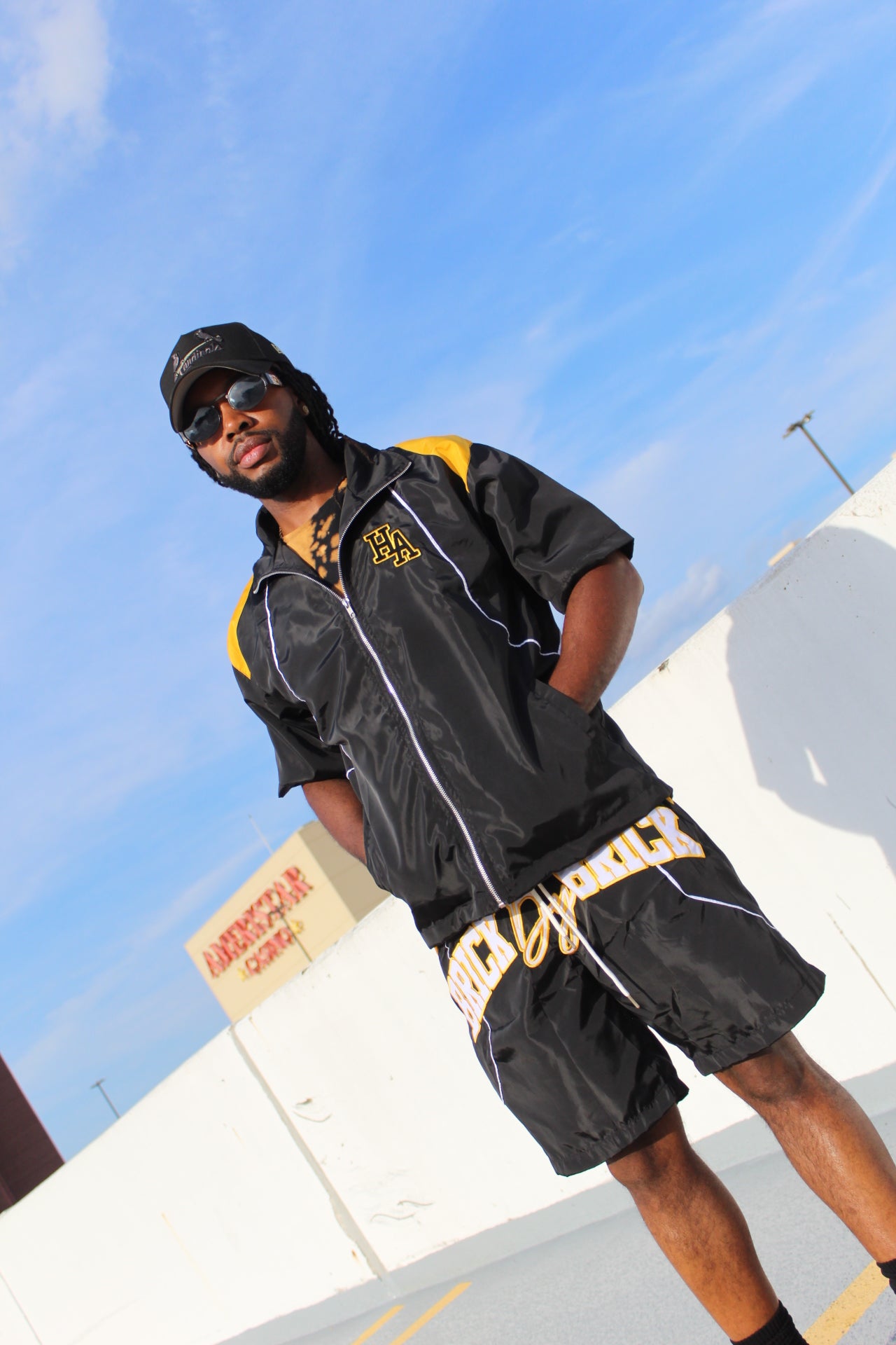 Black/Gold Windbreaker Zip-Up