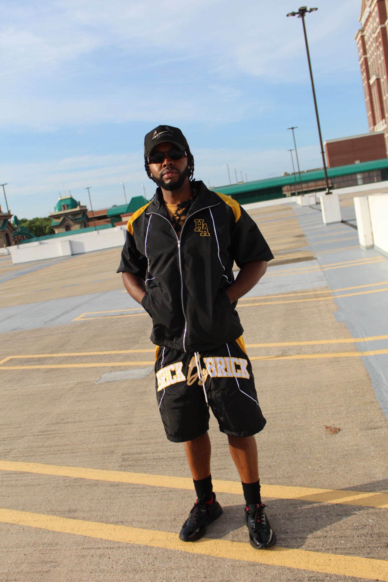 Black/Gold Windbreaker Zip-Up