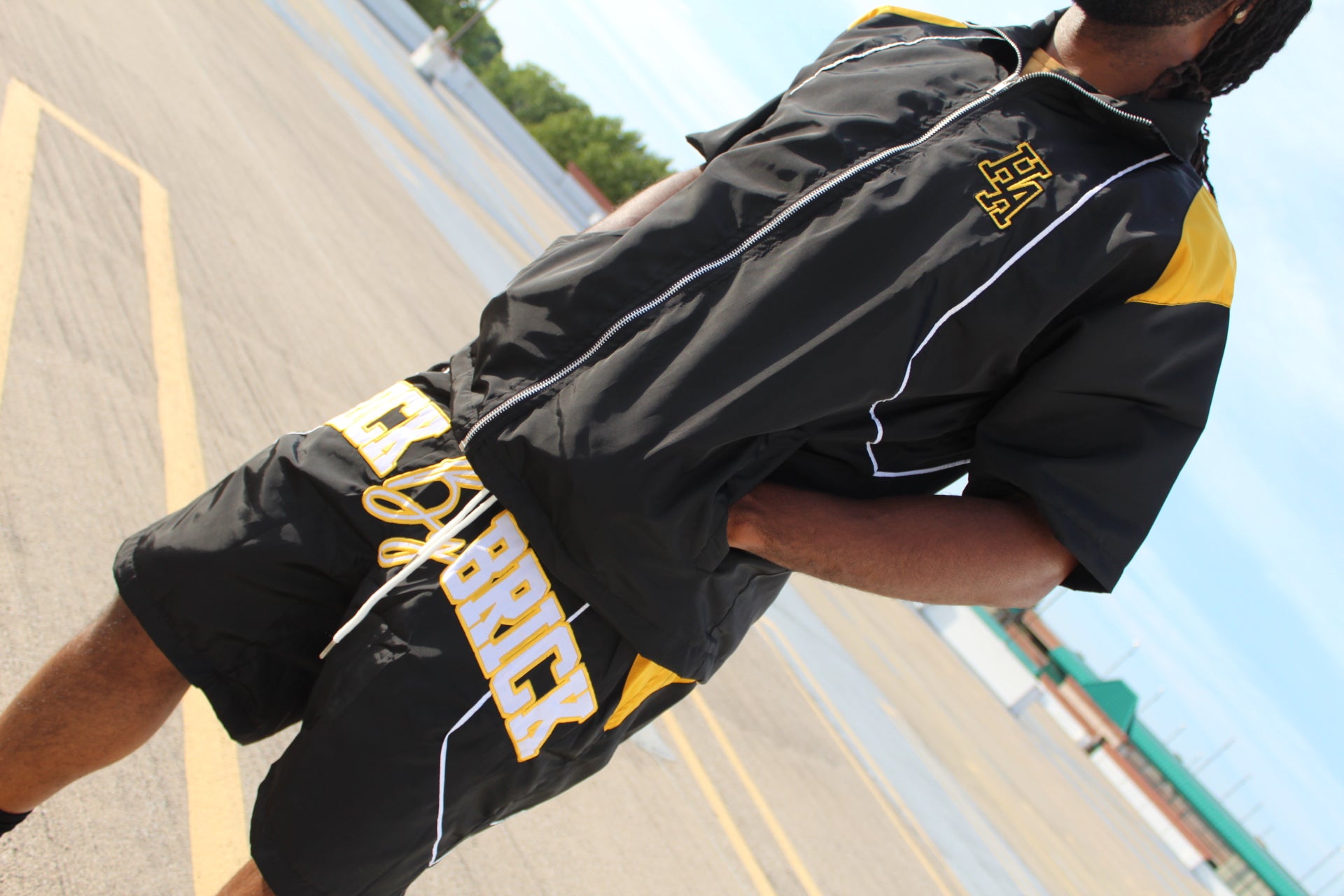 Black/Gold Windbreaker Zip-Up