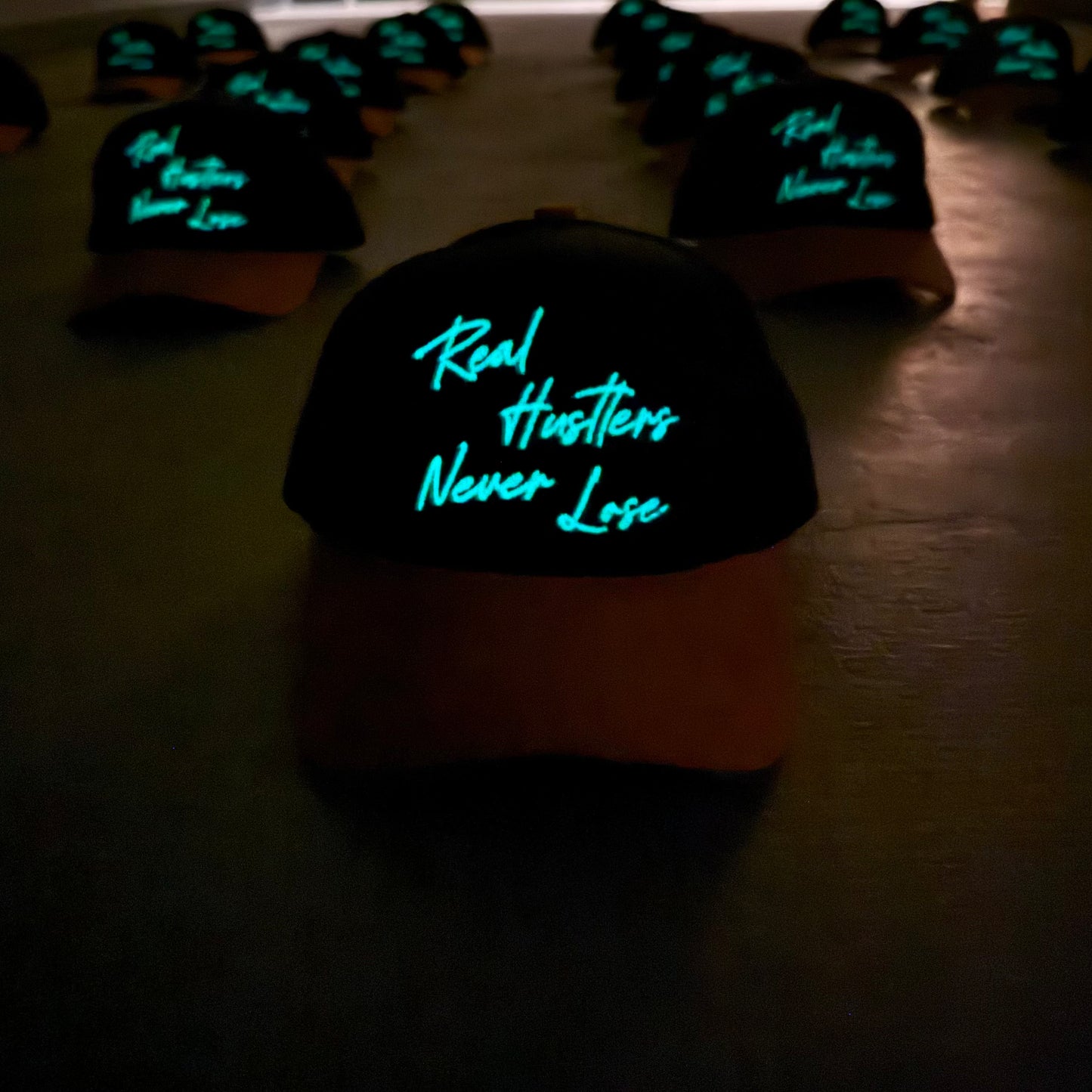 Real Hustlers Never Lose Glow Snapback - Black/Suede