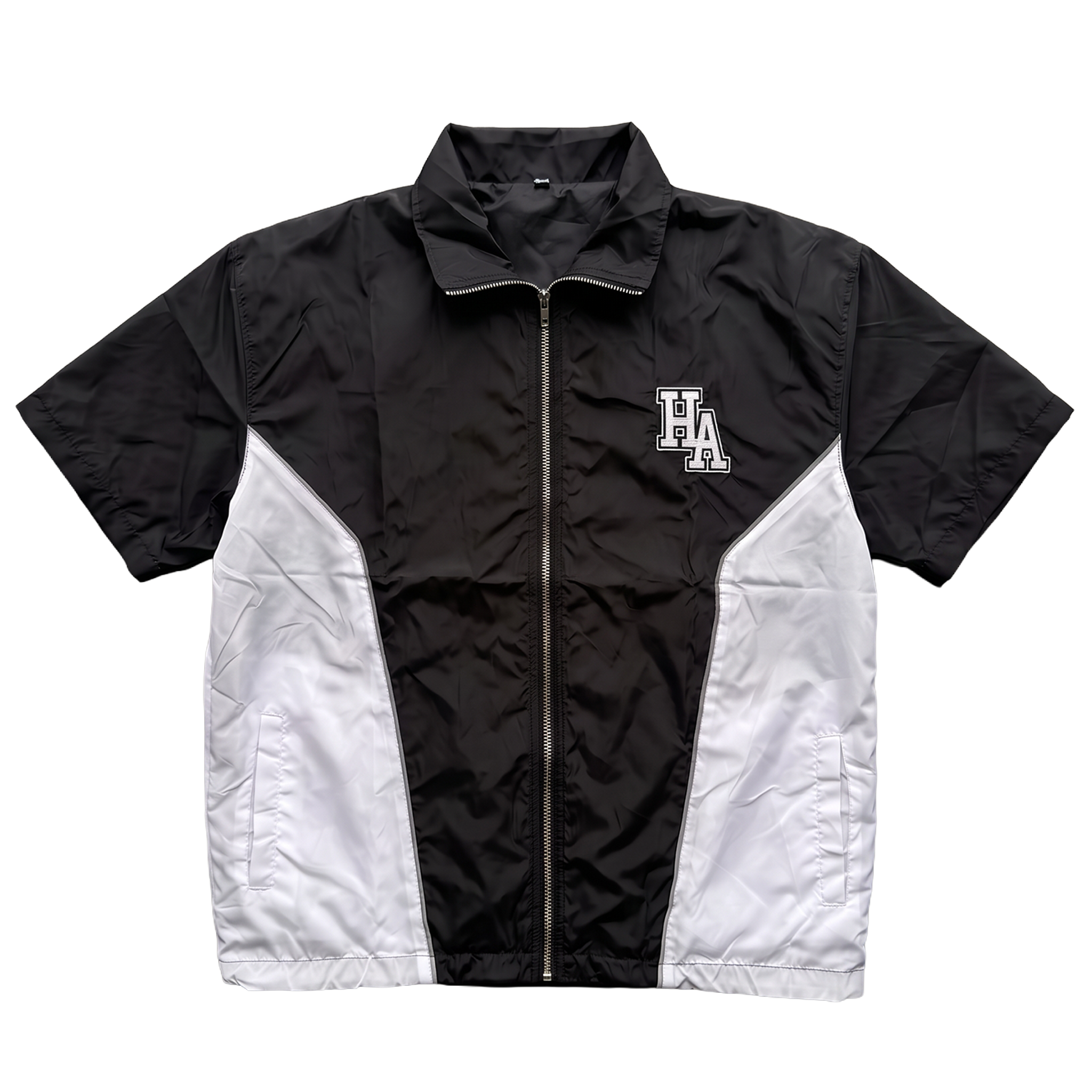 Black/White Windbreaker Zip-Up