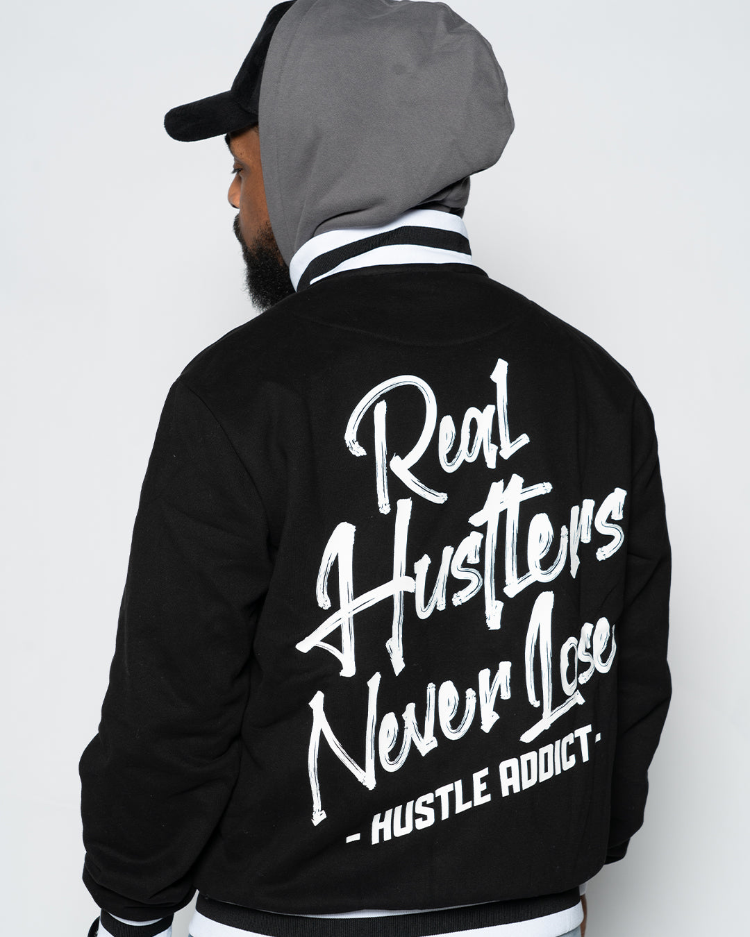 Real Hustlers Never Lose Bomber Jacket - Black