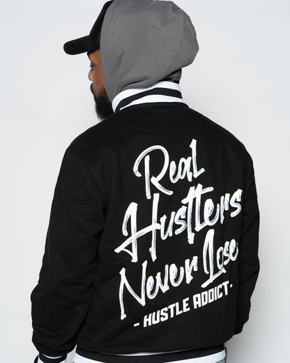 Real Hustlers Never Lose Bomber Jacket - Black