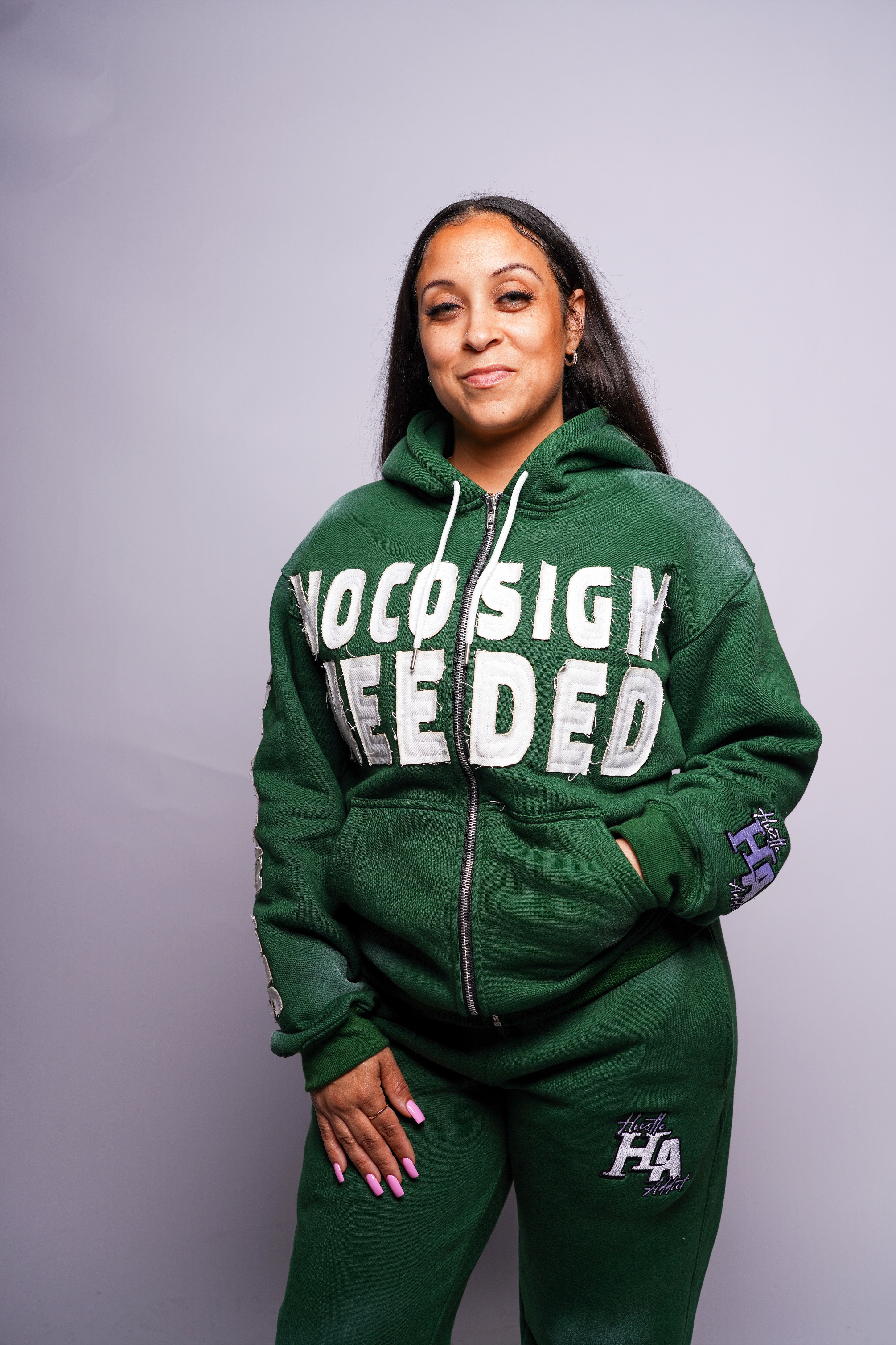 Pine Green Flare Zip Sweatpants