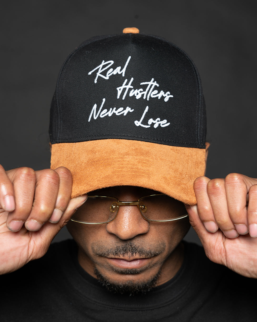 Real Hustlers Never Lose Glow Snapback - Black/Suede