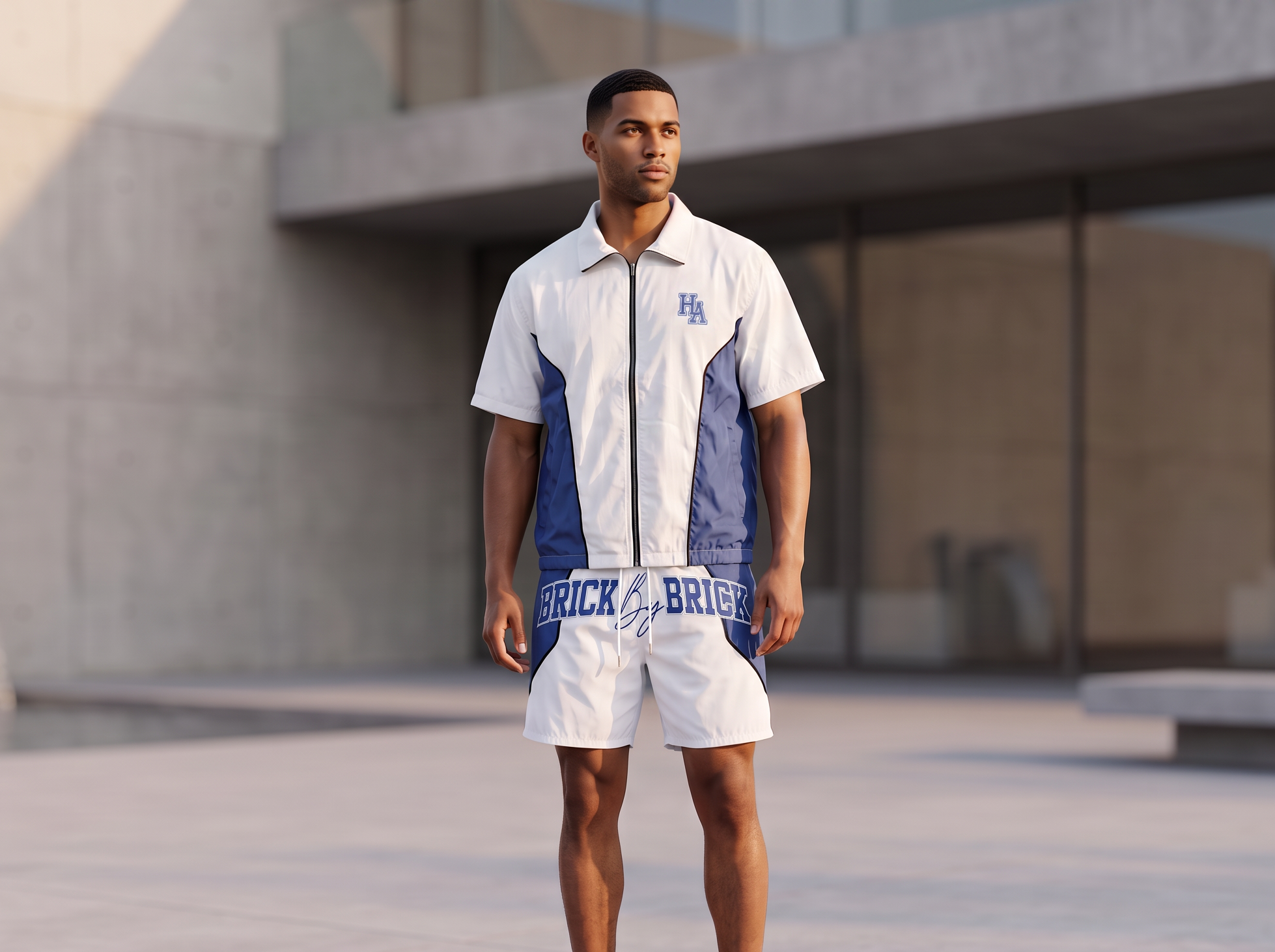 Royal/White Windbreaker Zip-Up
