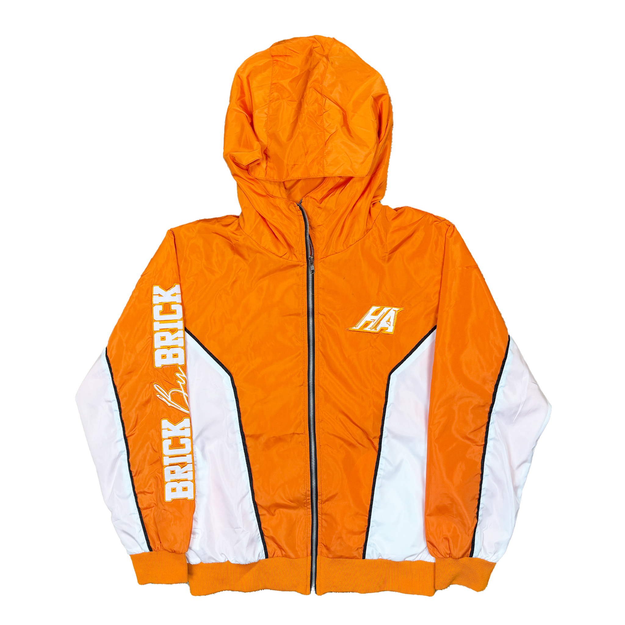 Brick By Brick Windbreaker - Orange/White