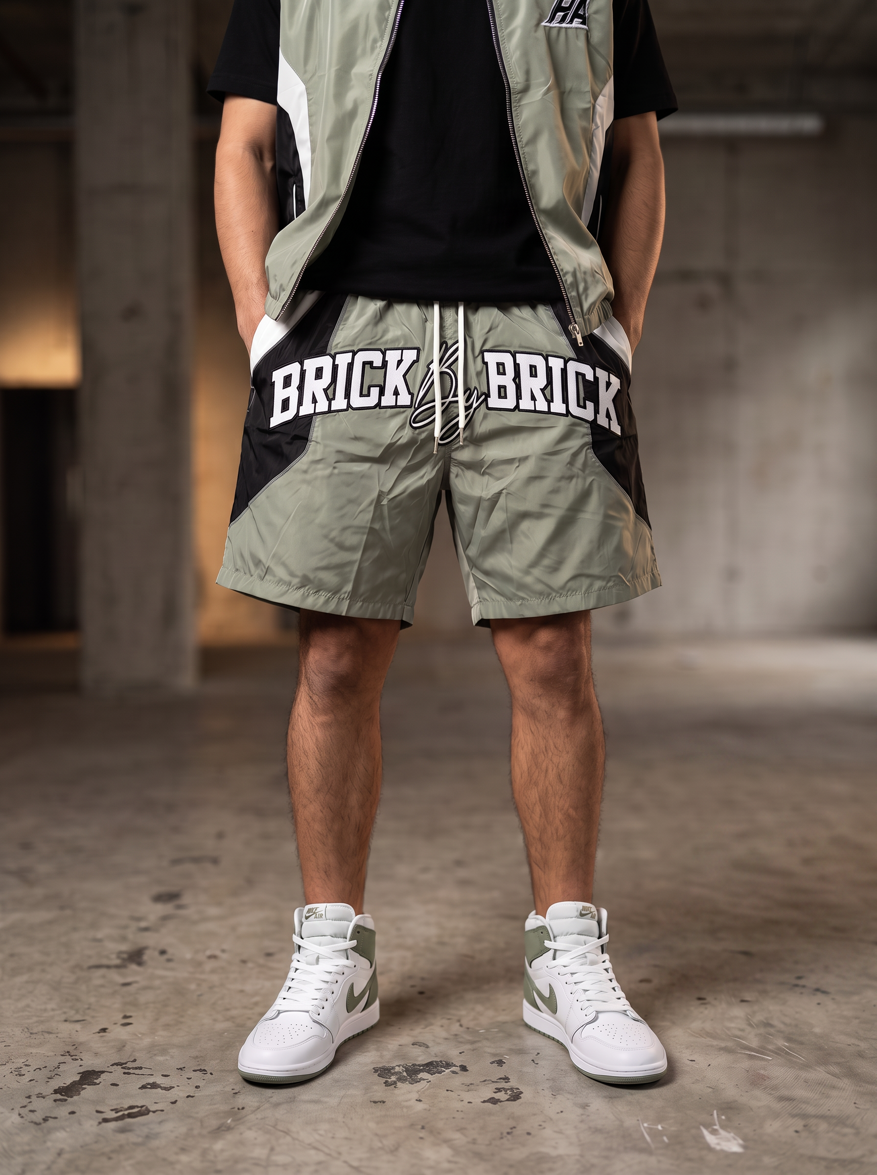 Olive/Black/White Shorts
