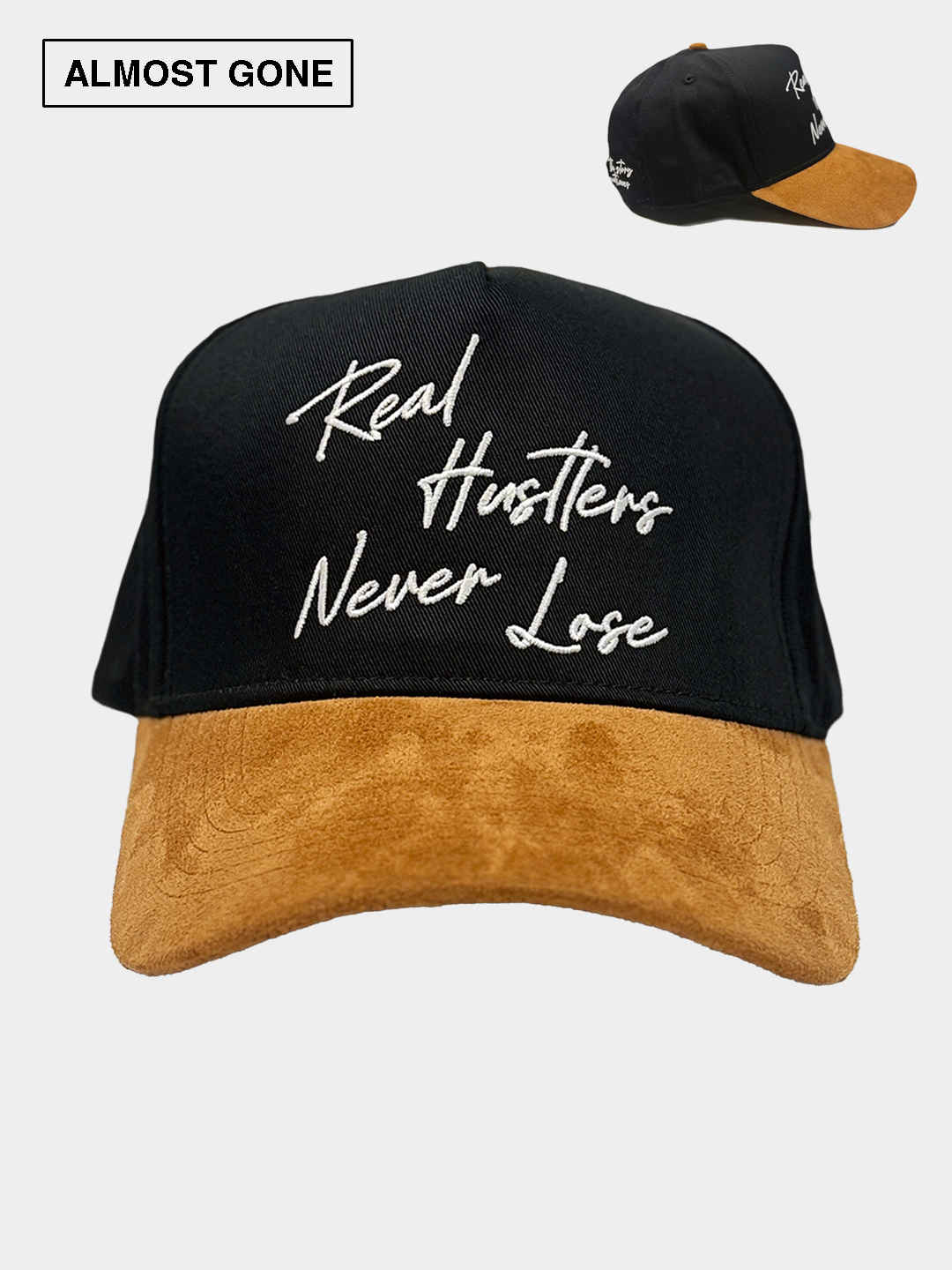 Real Hustlers Never Lose Glow Snapback - Black/Suede